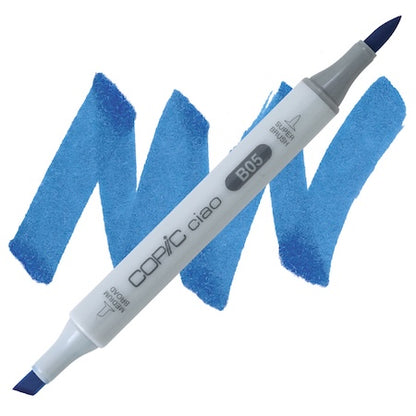 Copic Ciao marker in Process Blue color with a double-ended design and a brush tip on one end.