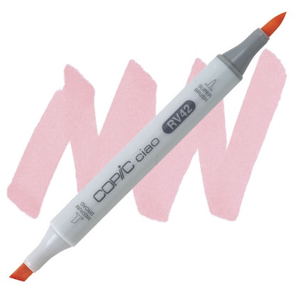 Copic Ciao marker in salmon pink color with a double-ended design and a super brush tip on one end.