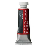 Tube of Gouache paint with a red label on a white background