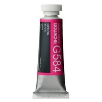 Tube of Gouache paint with a pink label on a white background