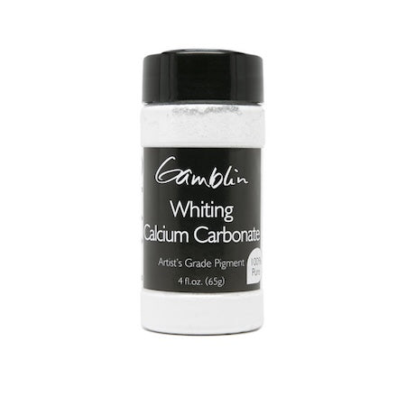 Jar of Gamblin Whiting Calcium Carbonate on a white background