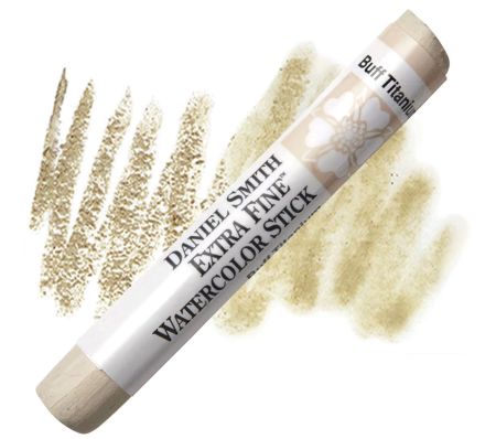 Daniel Smith watercolor stick with Buff Titanium color on a white background