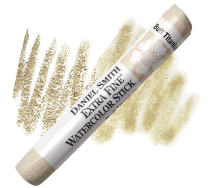 Daniel Smith watercolor stick with Buff Titanium color on a white background