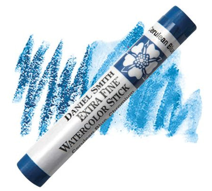 Blue watercolor stick with 'Daniel Smith' branding on a white background