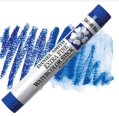 Daniel Smith watercolor stick with blue color swatches on a white background