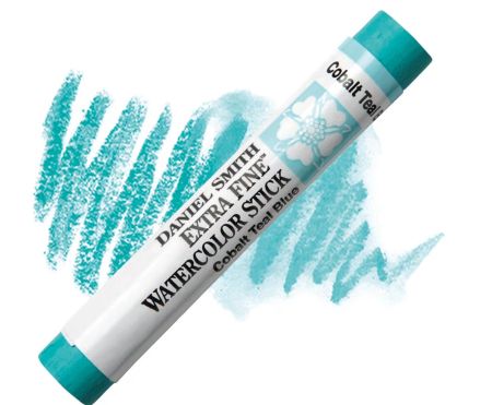 Daniel Smith watercolor stick with teal color on a white background