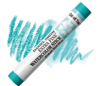 Daniel Smith watercolor stick with teal color on a white background