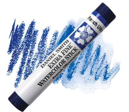 Blue watercolor stick with swatch of color on a white background, featuring Daniel Smith branding.