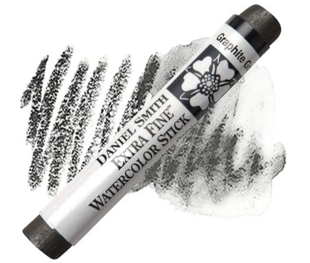 Daniel Smith watercolor stick with a swatch of graphite color on a white background
