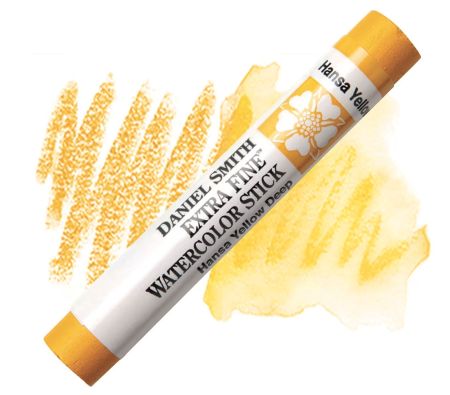 Daniel Smith Extra Fine Watercolor Stick in Hansa Yellow Deep on a white background