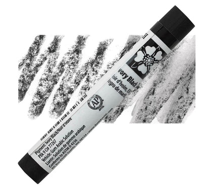 Tube of black paint with artistic black strokes on a white background