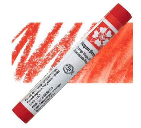 Tube of Mayan Orange paint with color swatch on a white background