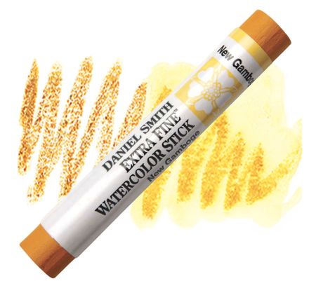 Daniel Smith watercolor stick with yellow swatches on a white background