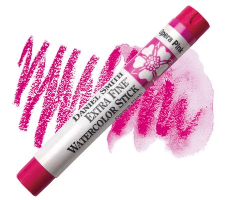 Pink watercolor stick with swatches on a white background