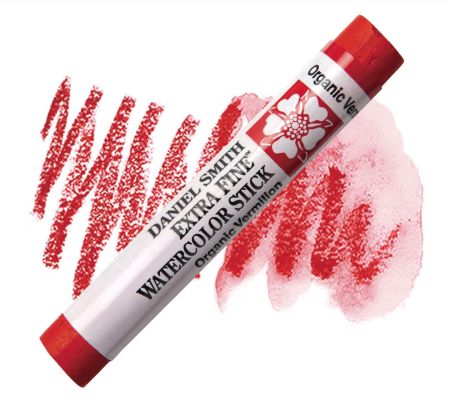 Daniel Smith watercolor stick with red strokes on a white background