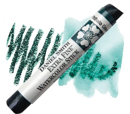 Daniel Smith Extra Fine Watercolor Stick with watercolor swatches on a white background