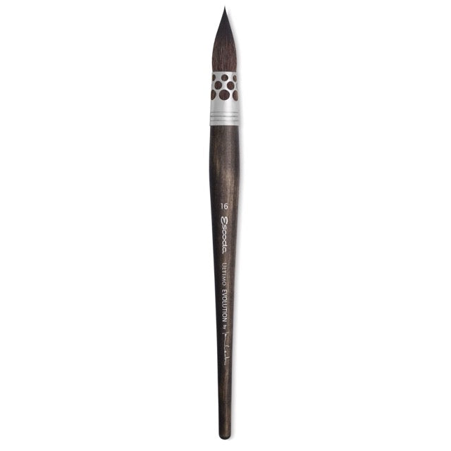 Paintbrush with wooden handle and silver ferrule on a white background