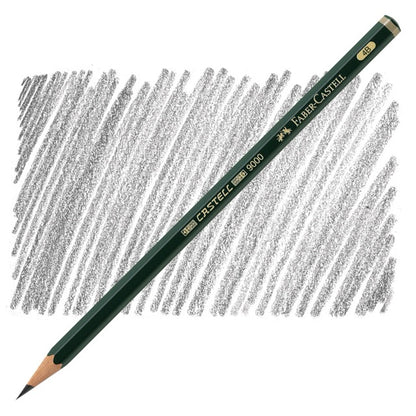 Faber-Castell pencil with sample strokes on a white background