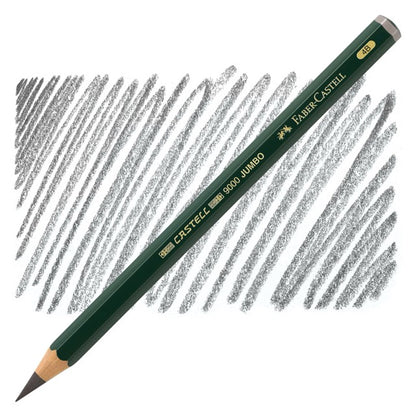 Faber-Castell jumbo pencil with samples of graphite on a white background