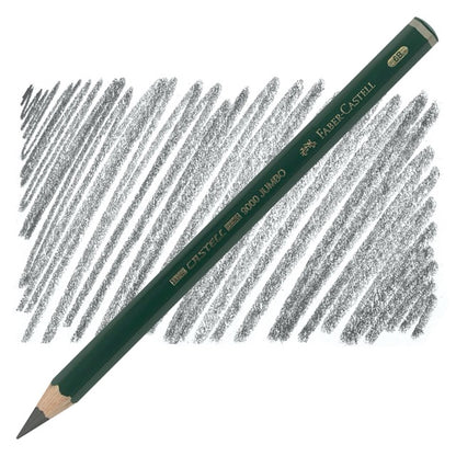 Faber-Castell pencil with samples of graphite on a white background
