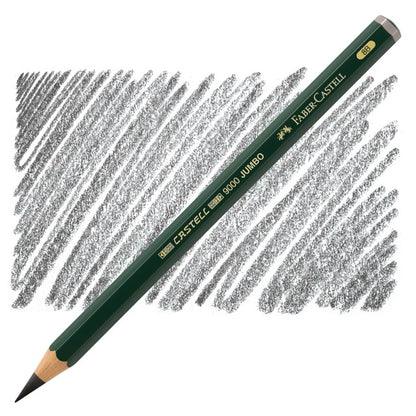 Faber-Castell jumbo pencil with sample strokes on a white background