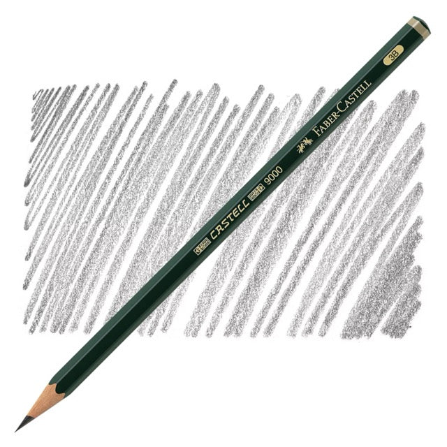 Crescent 9000 pencil with sample strokes on a white background