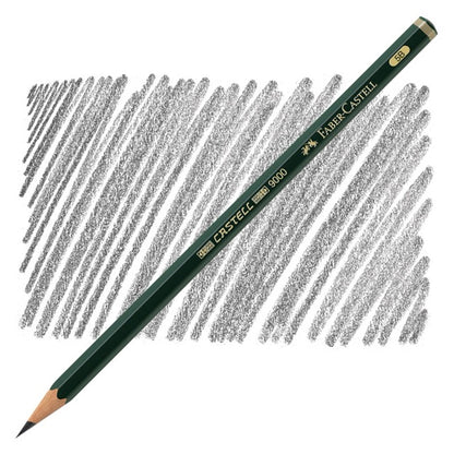 Faber-Castell pencil with samples of graphite on a white background