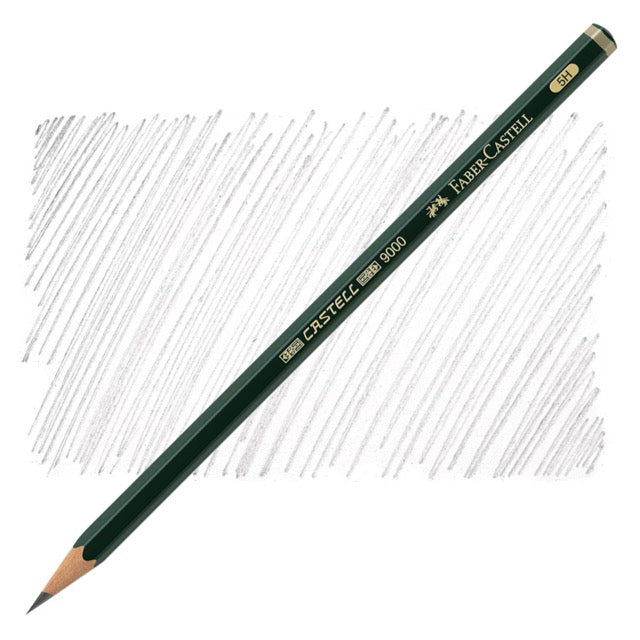 Faber-Castell pencil with graphite lines on a white background