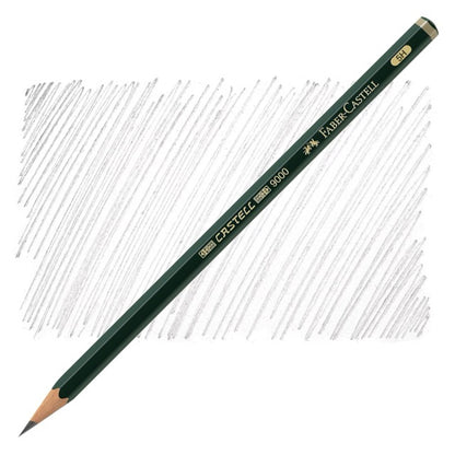 Faber-Castell pencil with graphite lines on a white background