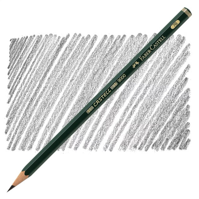Faber-Castell pencil with graphite lines on a white background