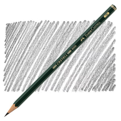 Faber-Castell pencil with graphite lines on a white background