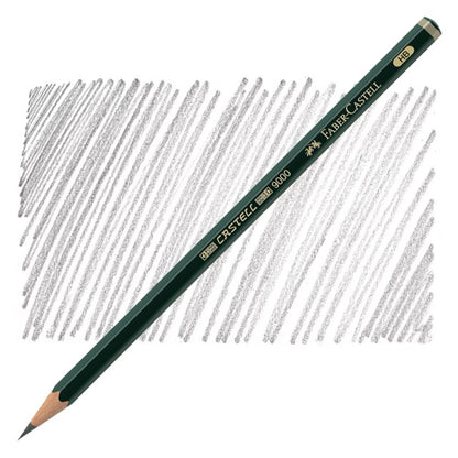 Faber-Castell pencil with graphite lines on a white background