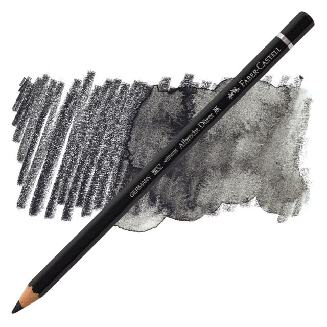 Faber-Castell pencil with samples of graphite on a white background