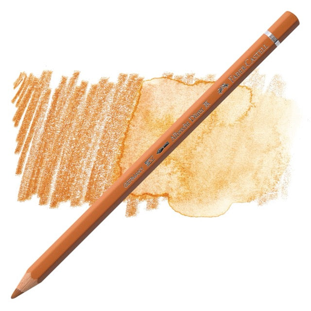Artistic color pencil with a swatch of color on a white background