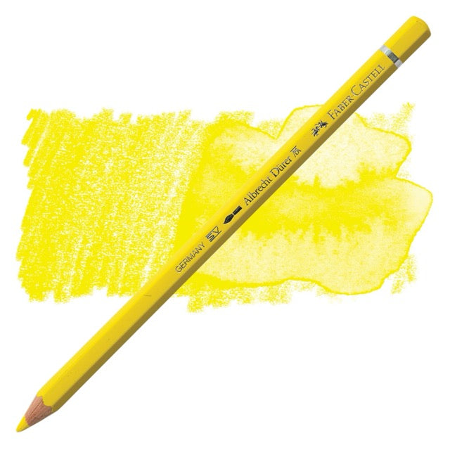 Yellow colored pencil with a yellow color swatch on a white background