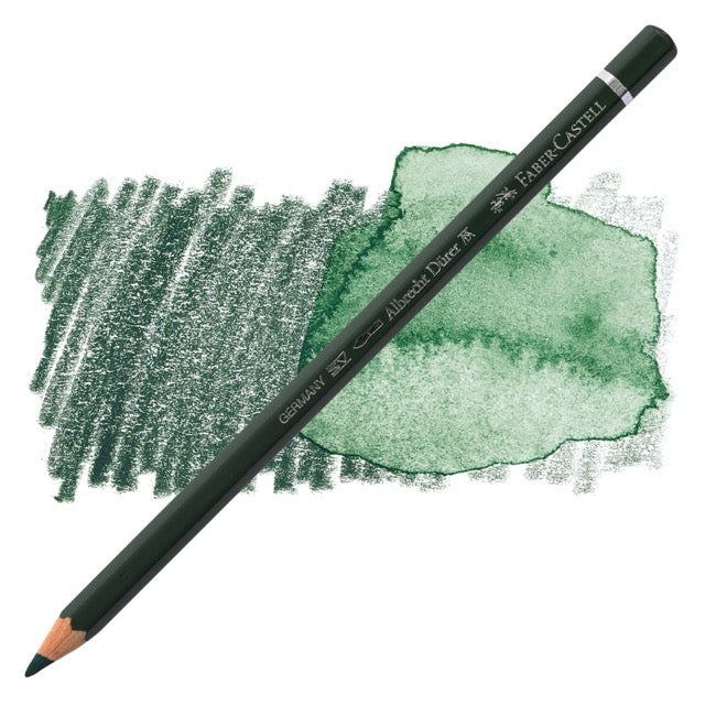 Faber-Castell pencil with green color swatch on a white background