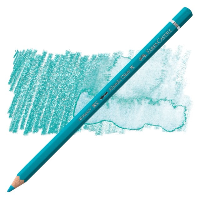Blue colored pencil with a sample of blue color swatch on a white background