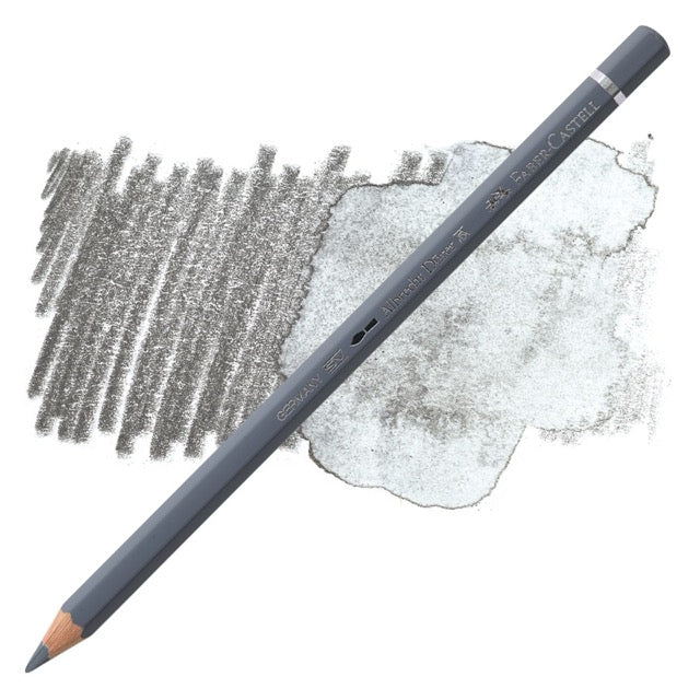 Gray colored pencil with a sample of gray color swatch on a white background