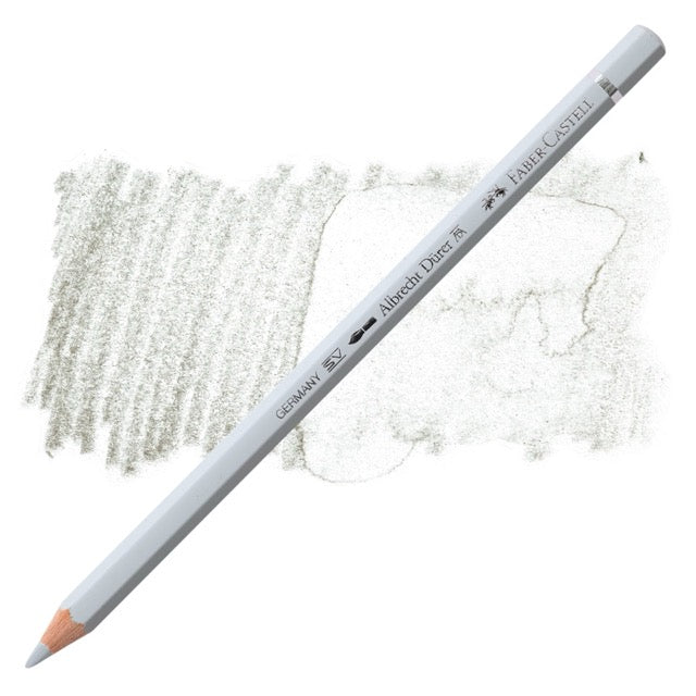 Faber-Castell pencil with a sample of colored pencils on a white background