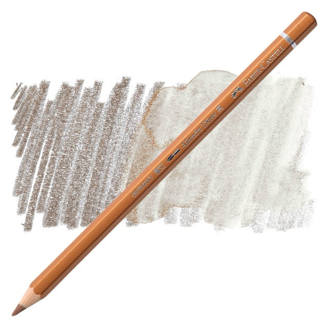 Color pencil with a sample of colored paper behind it