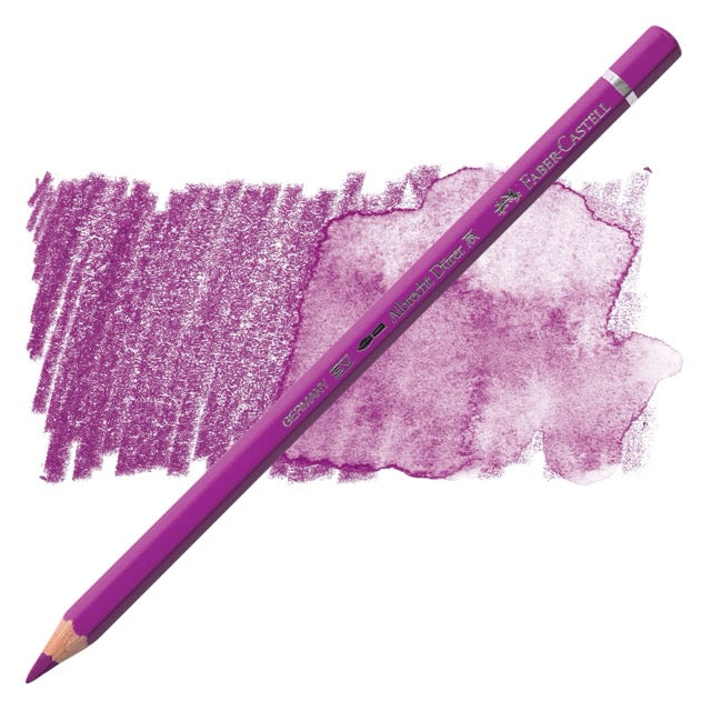 Purple colored pencil with a sample of purple color swatch on a white background