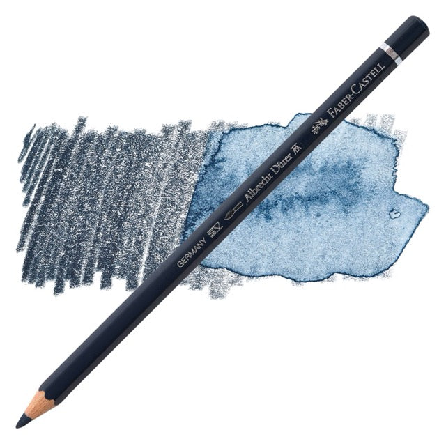 Faber-Castell pencil with colored samples on a white background