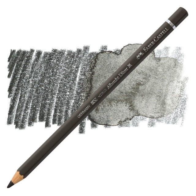 Faber-Castell pencil with gray color swatch on a white background