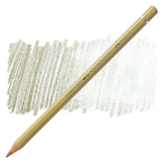 Color pencil with a sample of colored strokes on a white background