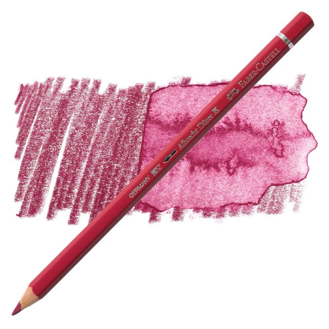 Red colored pencil with pink color swatch on a white background