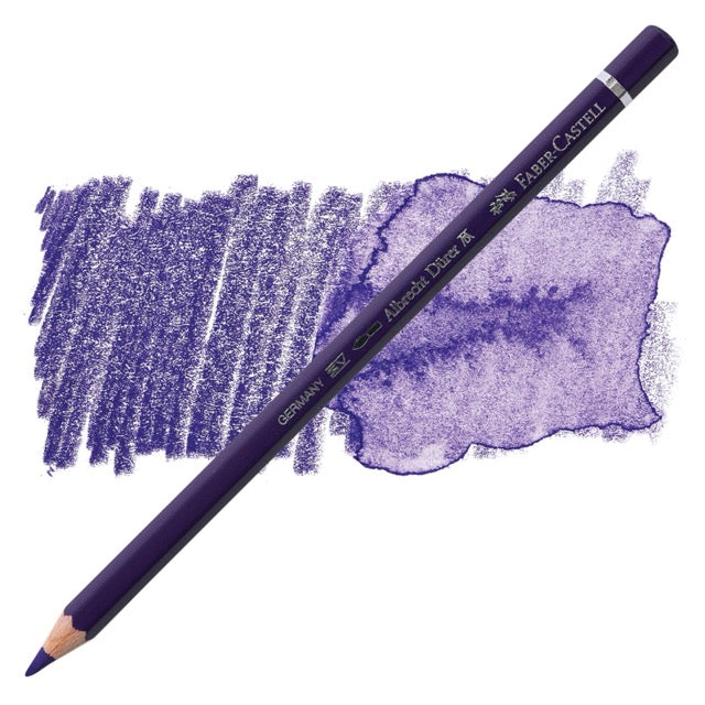 Purple colored pencil with a sample of color swatch on a white background