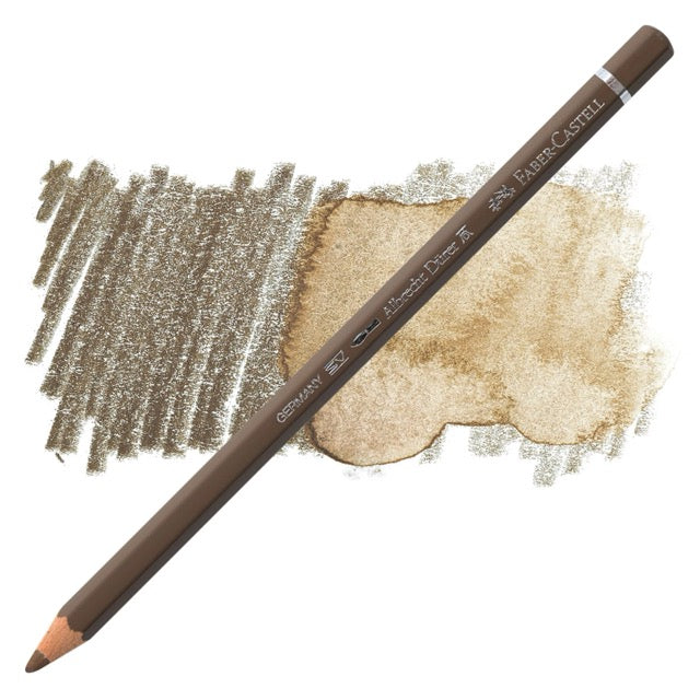 Faber-Castell colored pencil with color swatches on a white background