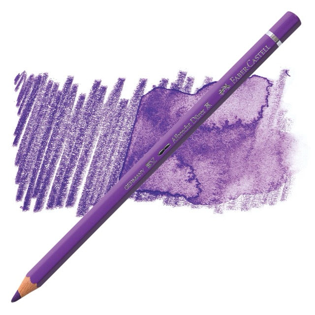 Purple colored pencil with a sample of purple color swatch on a white background