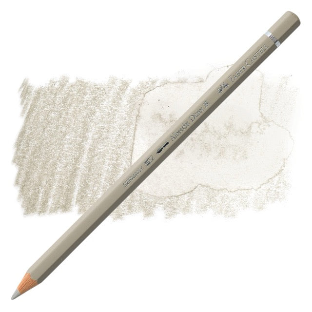 Gray colored pencil with a sample of color swatch on a white background