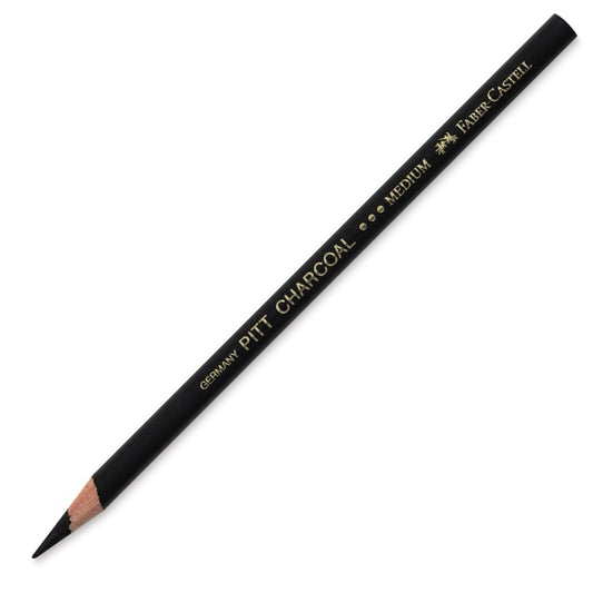 Black Pitt Charcoal pencil with gold text on a white background